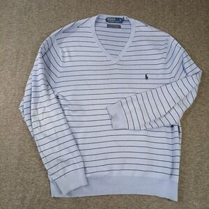 Polo Ralph Lauren Mens Size XL Baby Blue 100% Pima Cotton Black Pony Long Sleeve